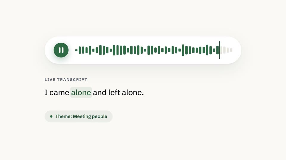 A waveform with its live transcript