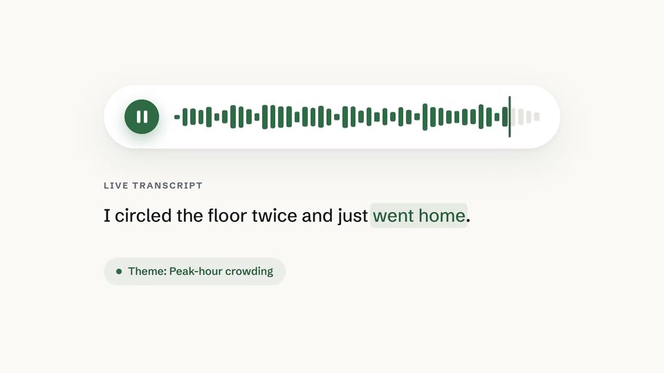 A waveform with its live transcript