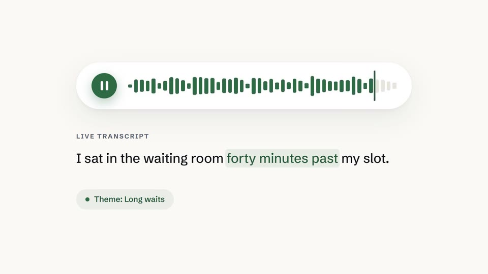 A waveform with its live transcript