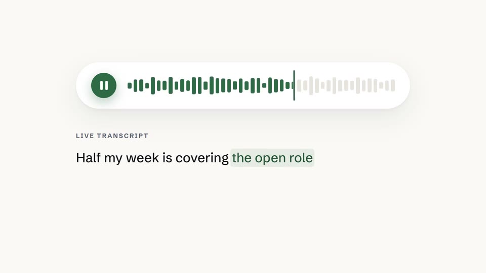 A waveform with its live transcript