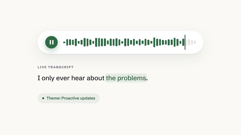 A waveform with its live transcript