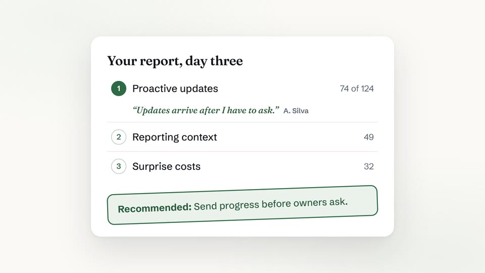 The report builds itself line by line